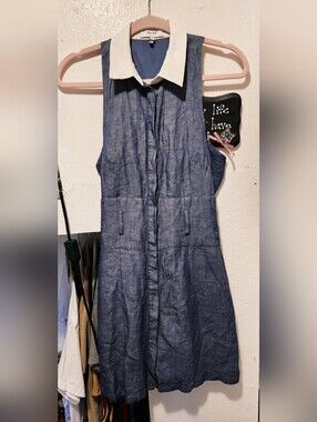 "REISS" WOMEN'S LINEN/COTTON MINI DRESS - BLUE